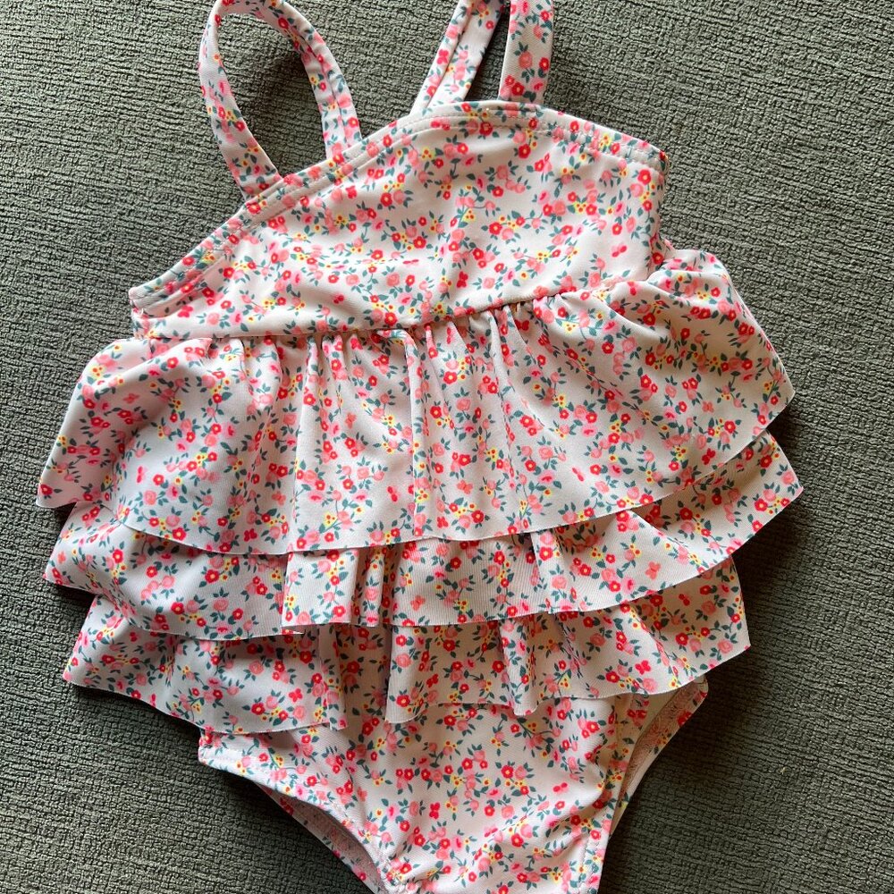 Pink Floral Baby Girl Swimsuit, 3-6 Months